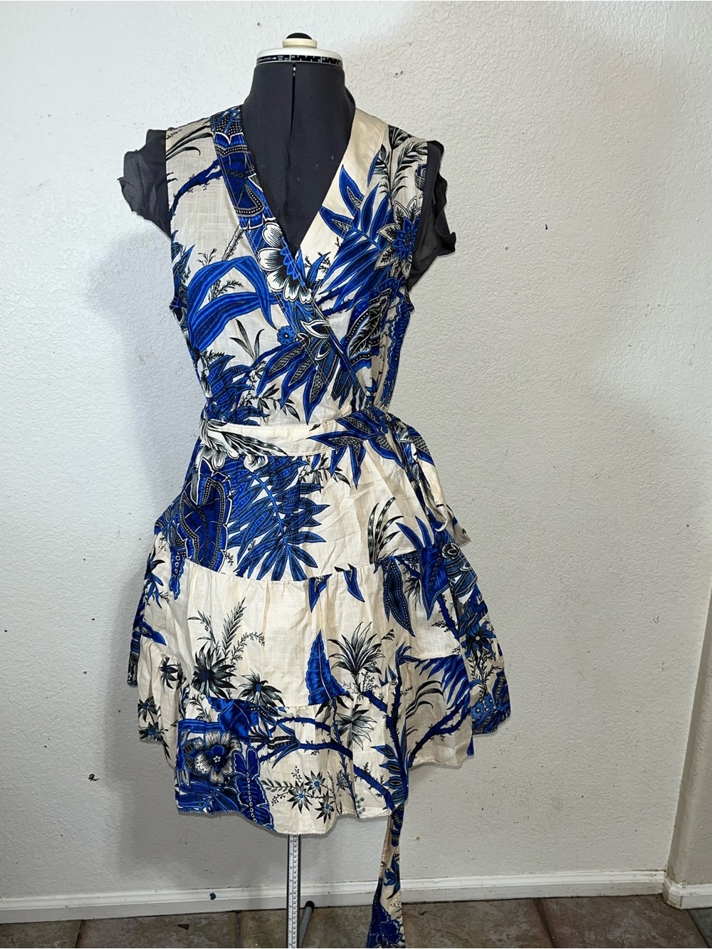 Banana Republic Blue & White Floral Wrap Mini Dress